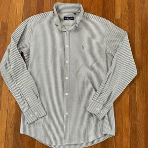 Polo by Ralph Lauren Men's Gray Striped Slim Fit  Button Down Shirt